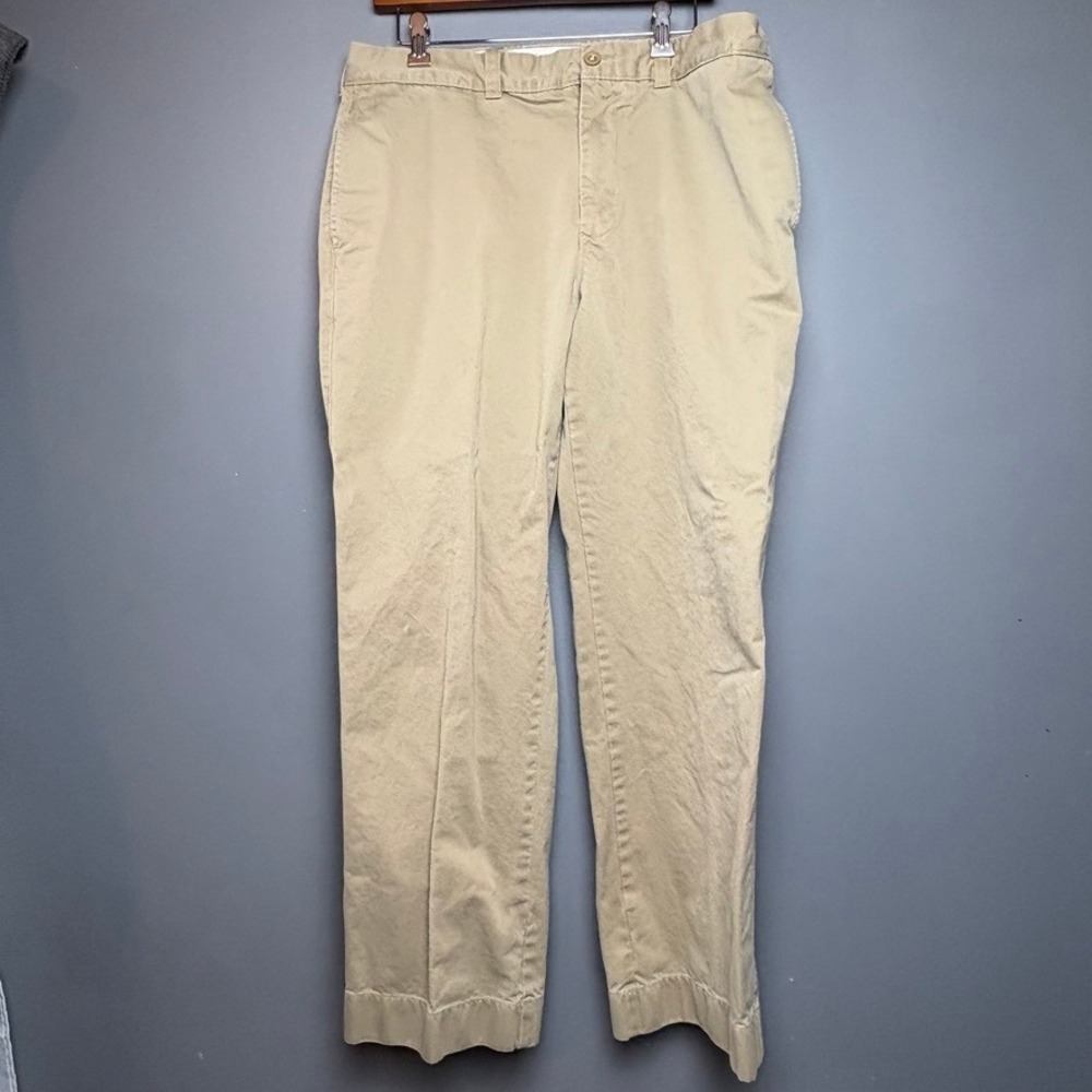LL Bean‎ Mens 36x32 FITS (34X29) Khaki Beige Cotton Casual Chino Pants Trousers - Picture 2 of 12
